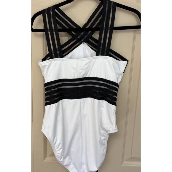 Kenneth Cole One Piece Swimsuit Black And White Size Large - Picture 2 of 3